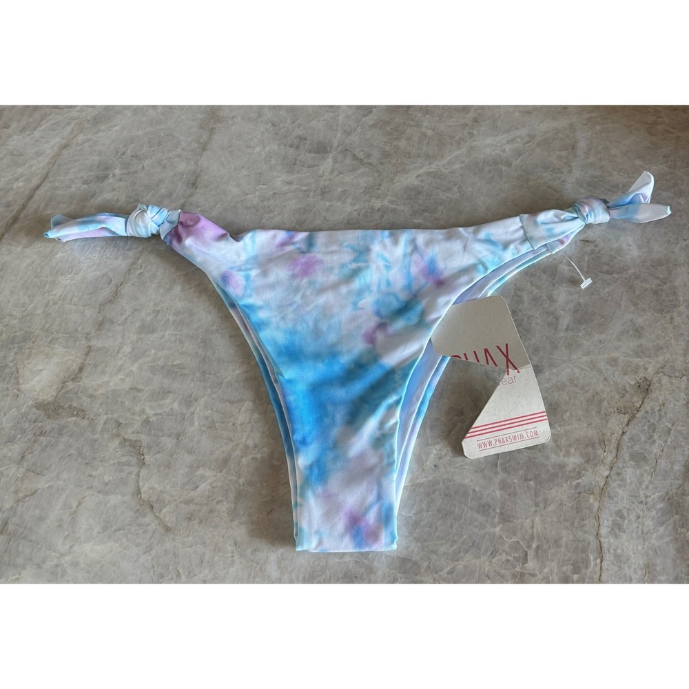 PHAX Swimwear Blue Purple Tie Dye Side Tie Latin Bikini Bottom PH21057 M